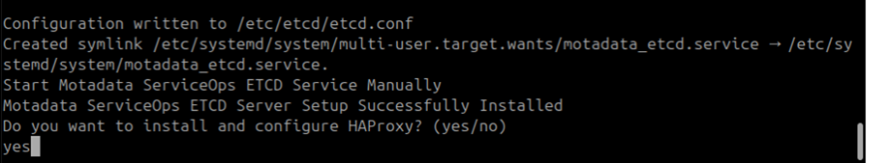 Terminal showing DR Master and DR Slave IP addresses entered during HAProxy configuration on the DR Observer