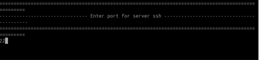 Terminal showing port 22 entered during DCDR setup on the DC Master