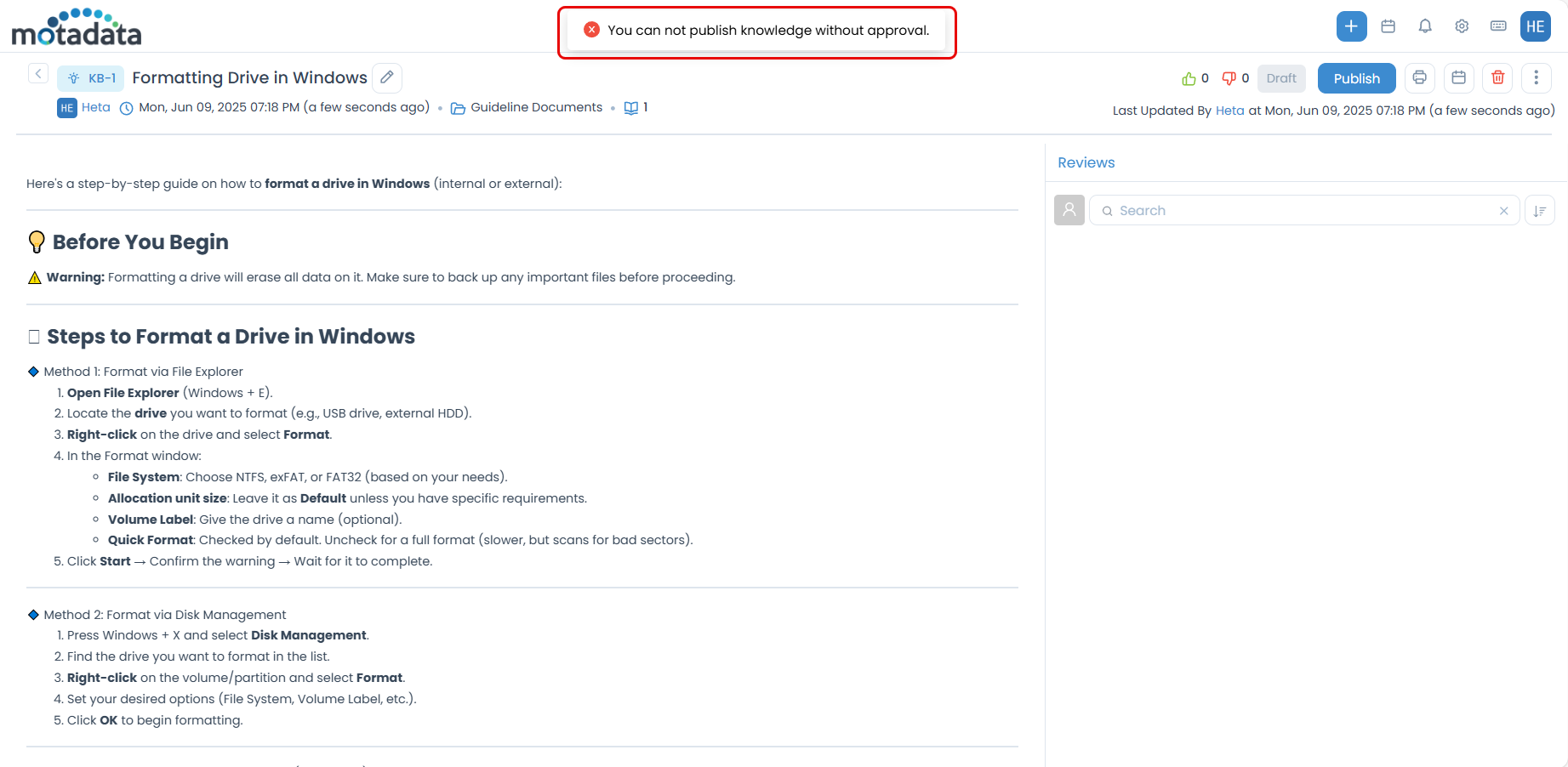 Example of Custom Rules in Knowledge Management