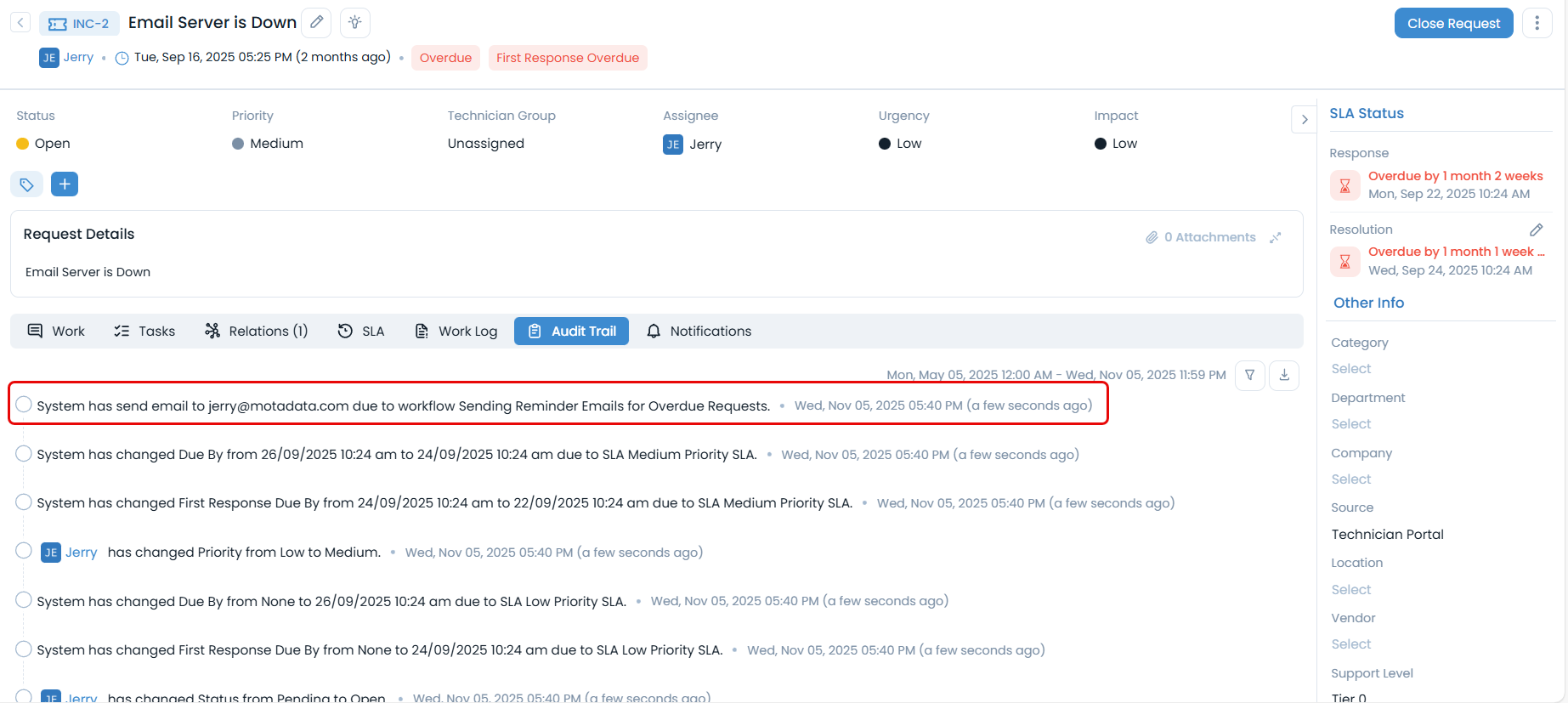 Audit Trail for Email Sent