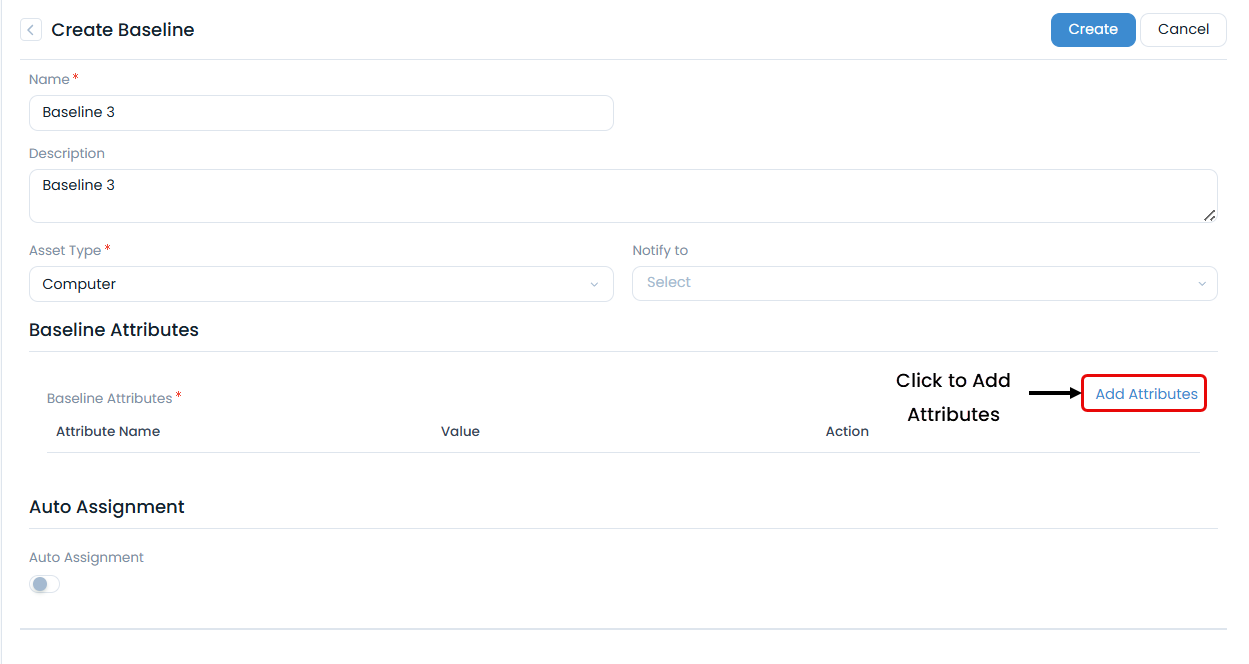 Manage Baseline List Page