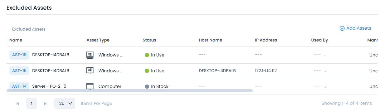 Excluded Assets List