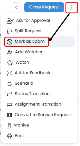 Mark request page as spam from details page