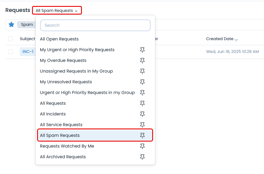 Viewing Spam Requests