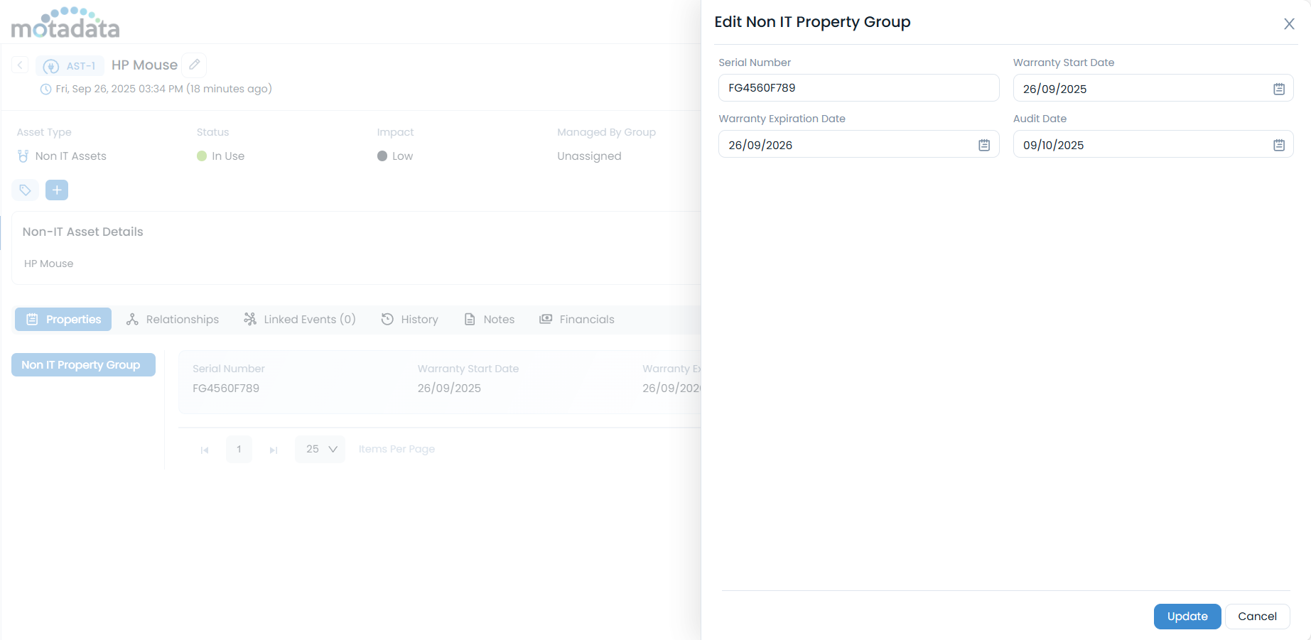 Edit Non-IT Property Group