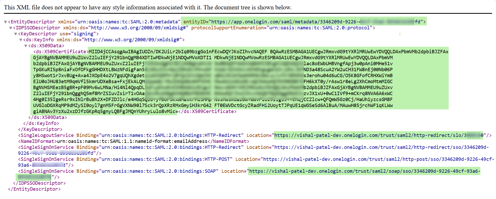 One Login - IDP Details