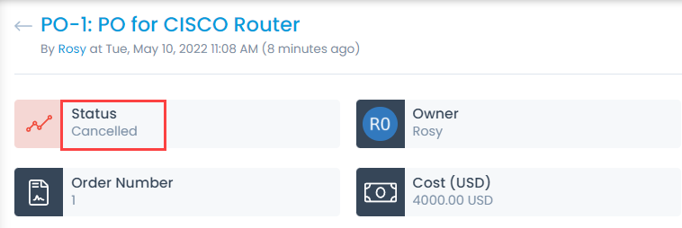 PO Status - Cancelled