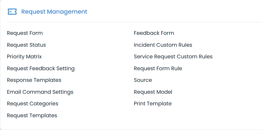 Request Management Menu