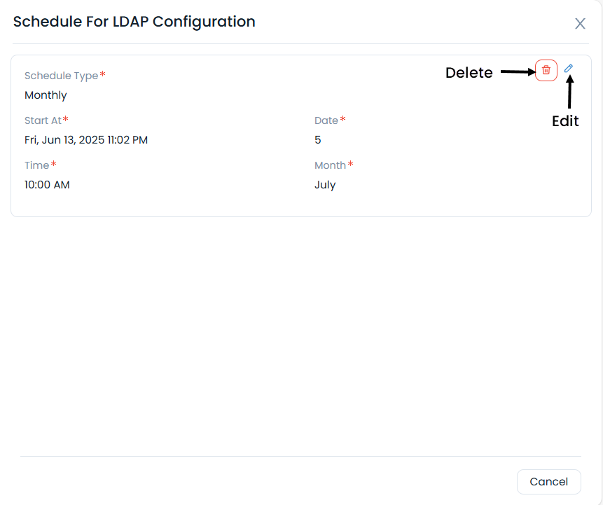 Edit or Delete Schedule