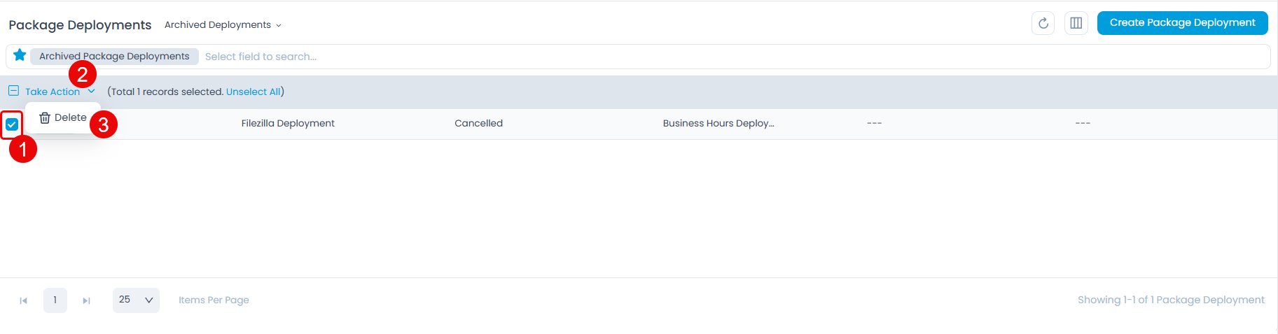 Package Deployment List View
