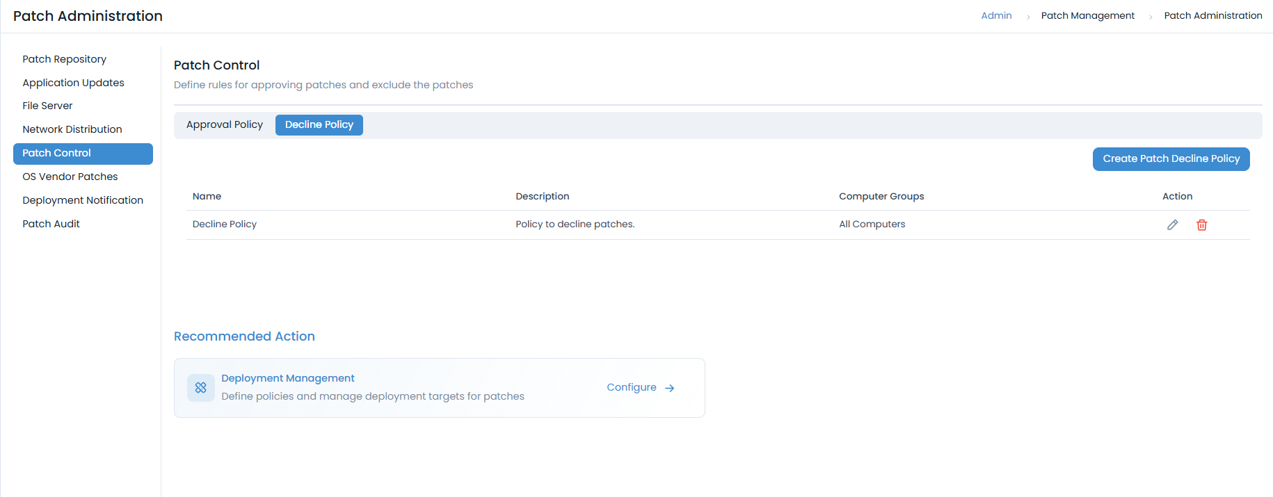 Create Patch Decline Policy Success