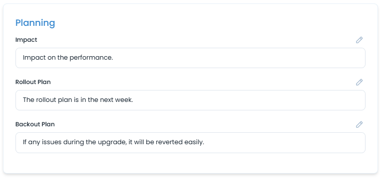 Planning notes of change