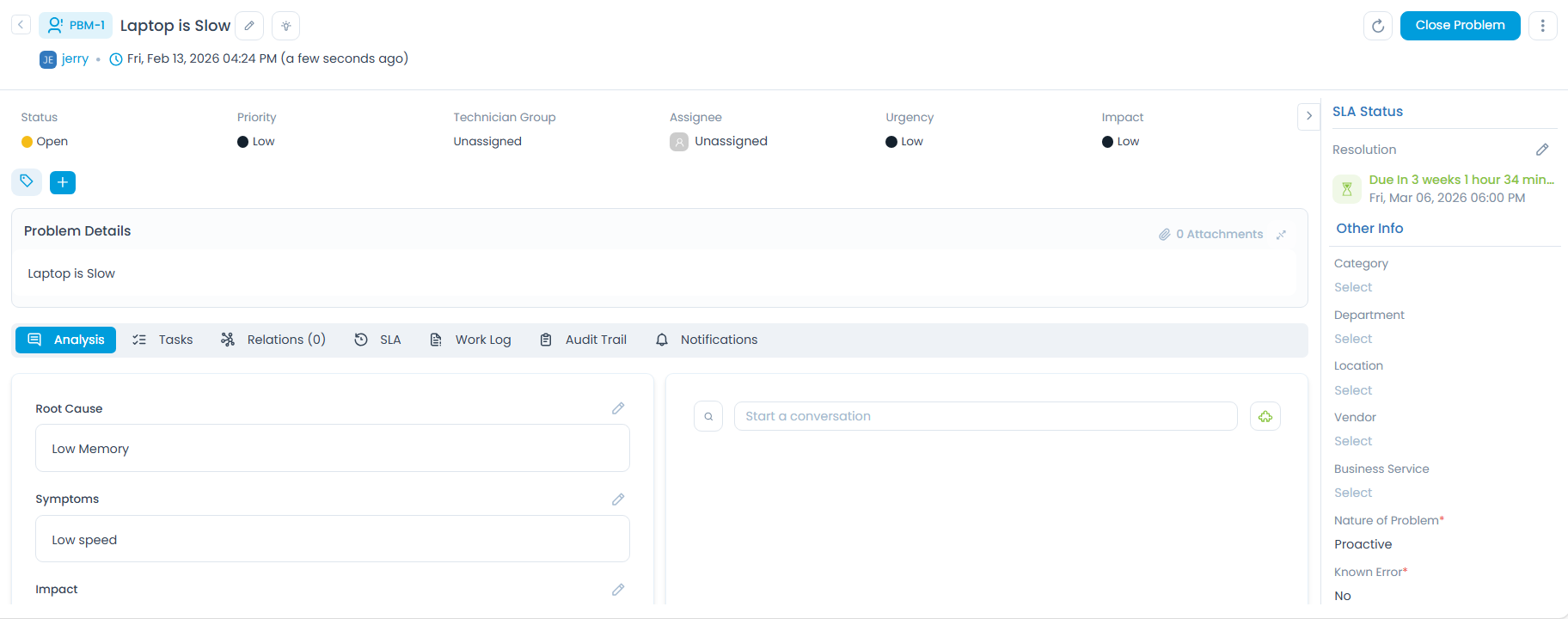 Problem Details Page