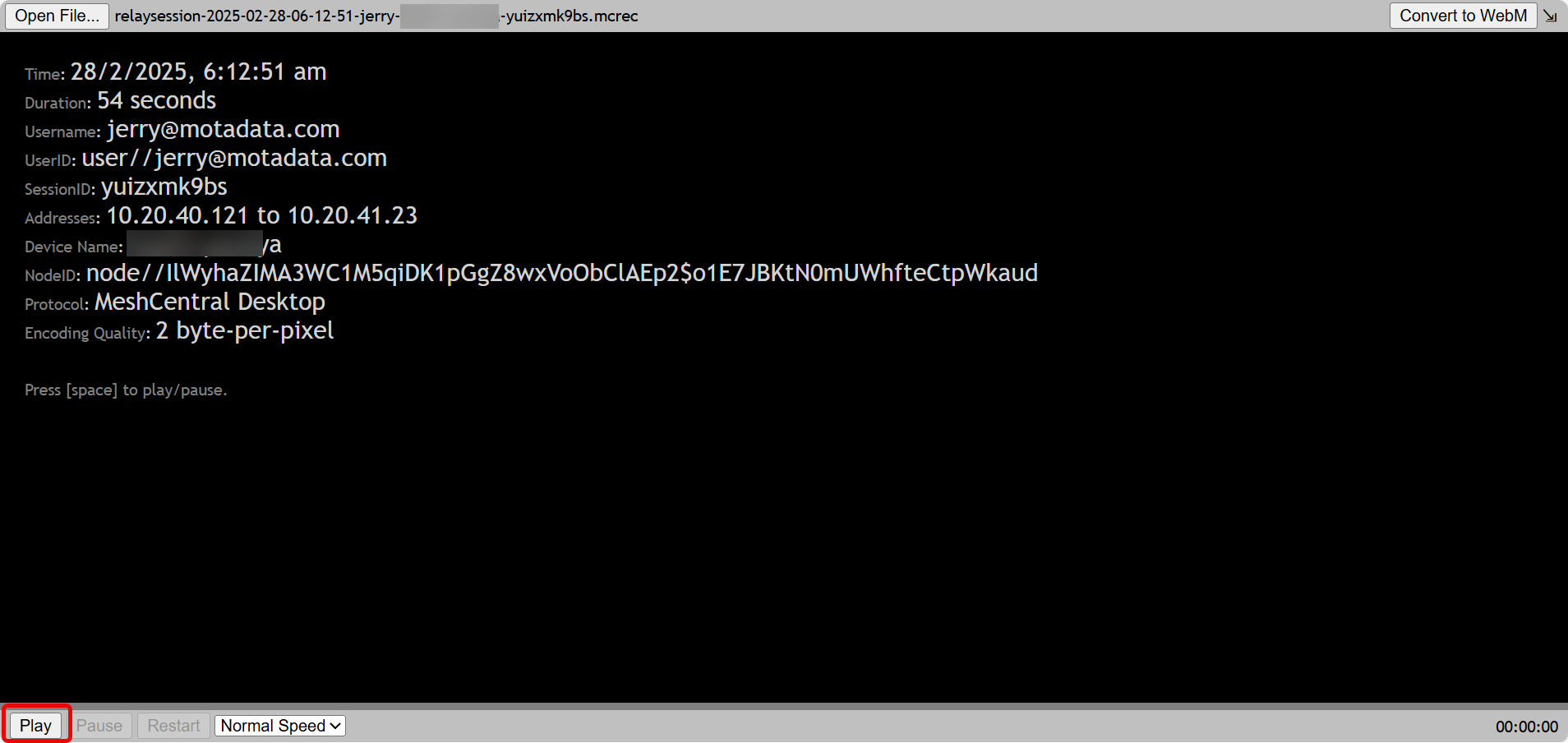 Recorded RDP Sessions