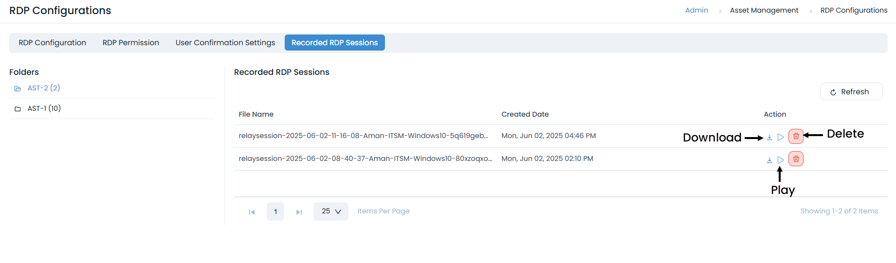 Recorded RDP Sessions