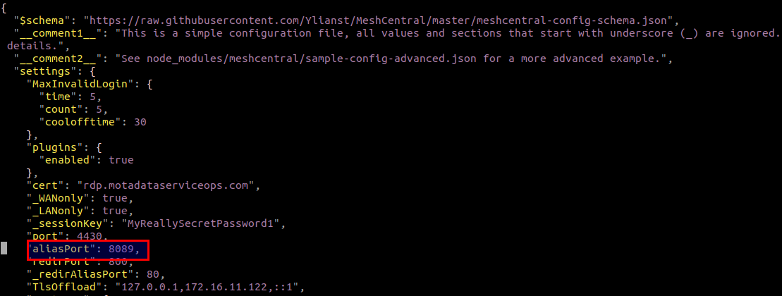 Set new port in config.json