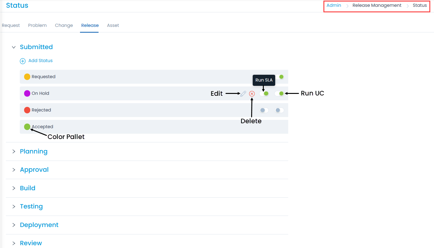 Manage Release Status
