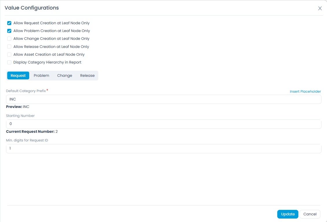 Category Configurations