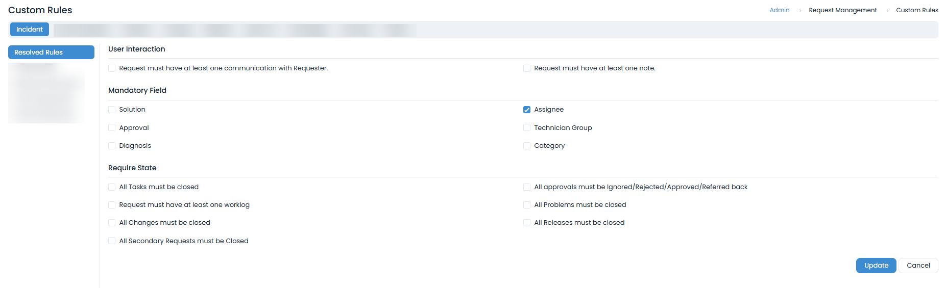 Rules to Resolve a Request