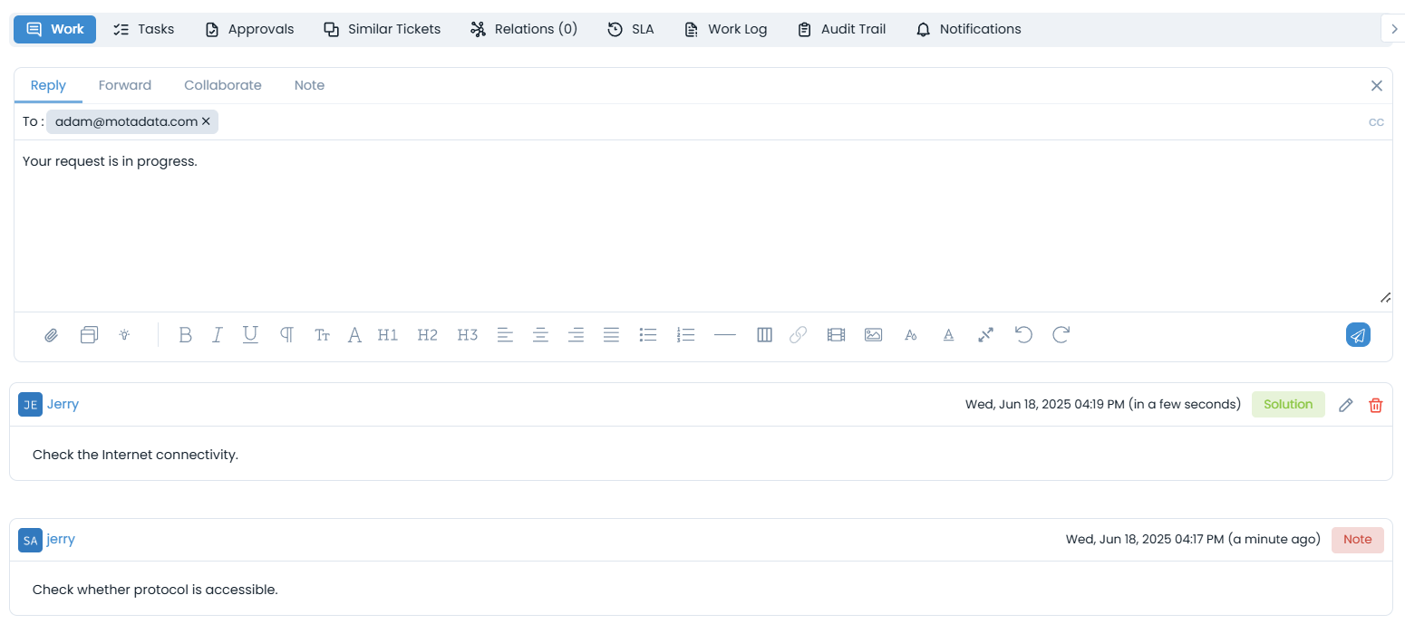 Additional actions for request