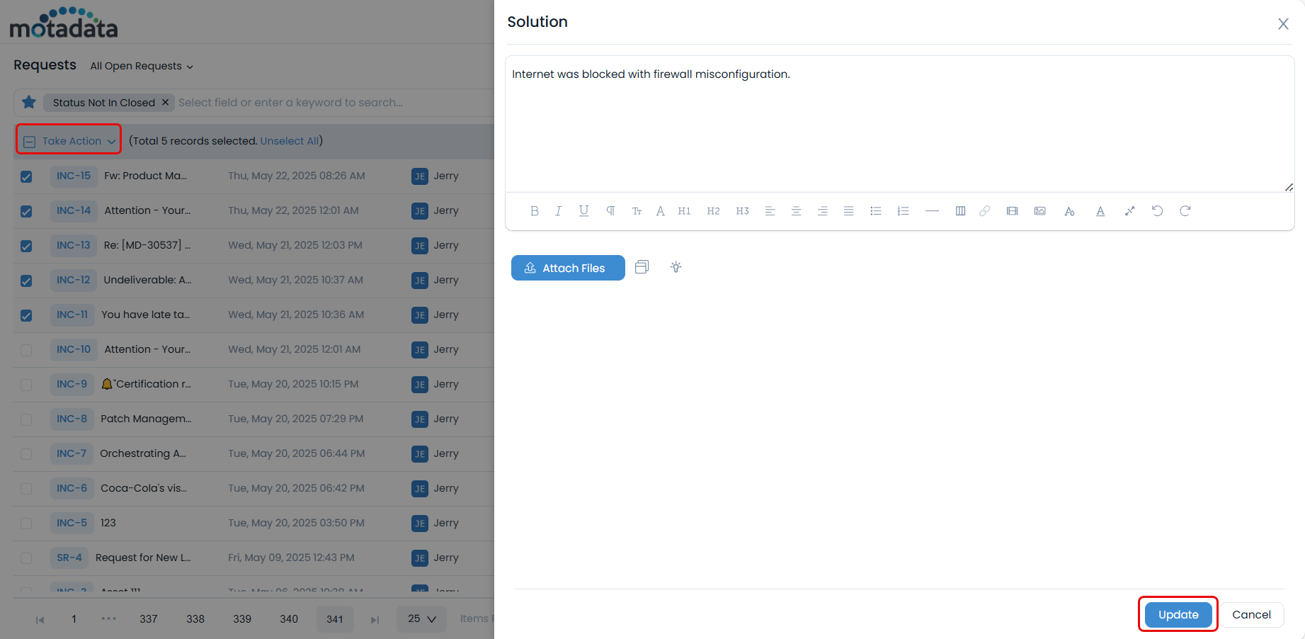Bulk operations in Request