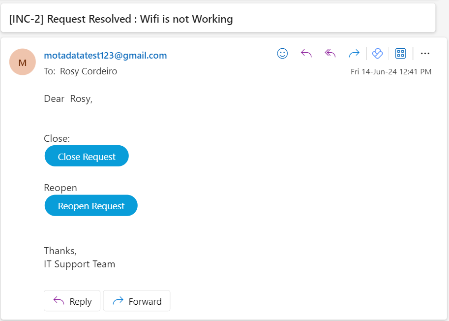 Close Request button