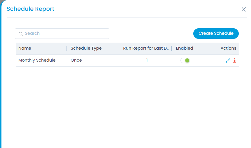Schedule Report Popup