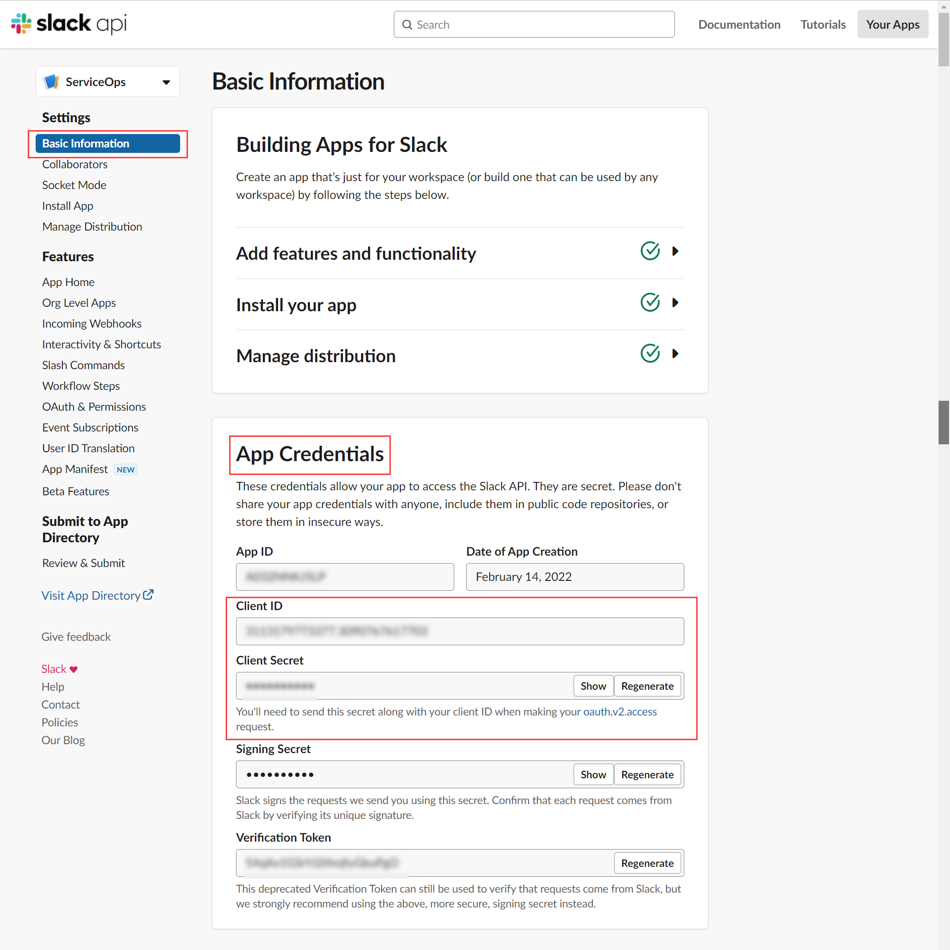 Client ID and Client Secret parameters