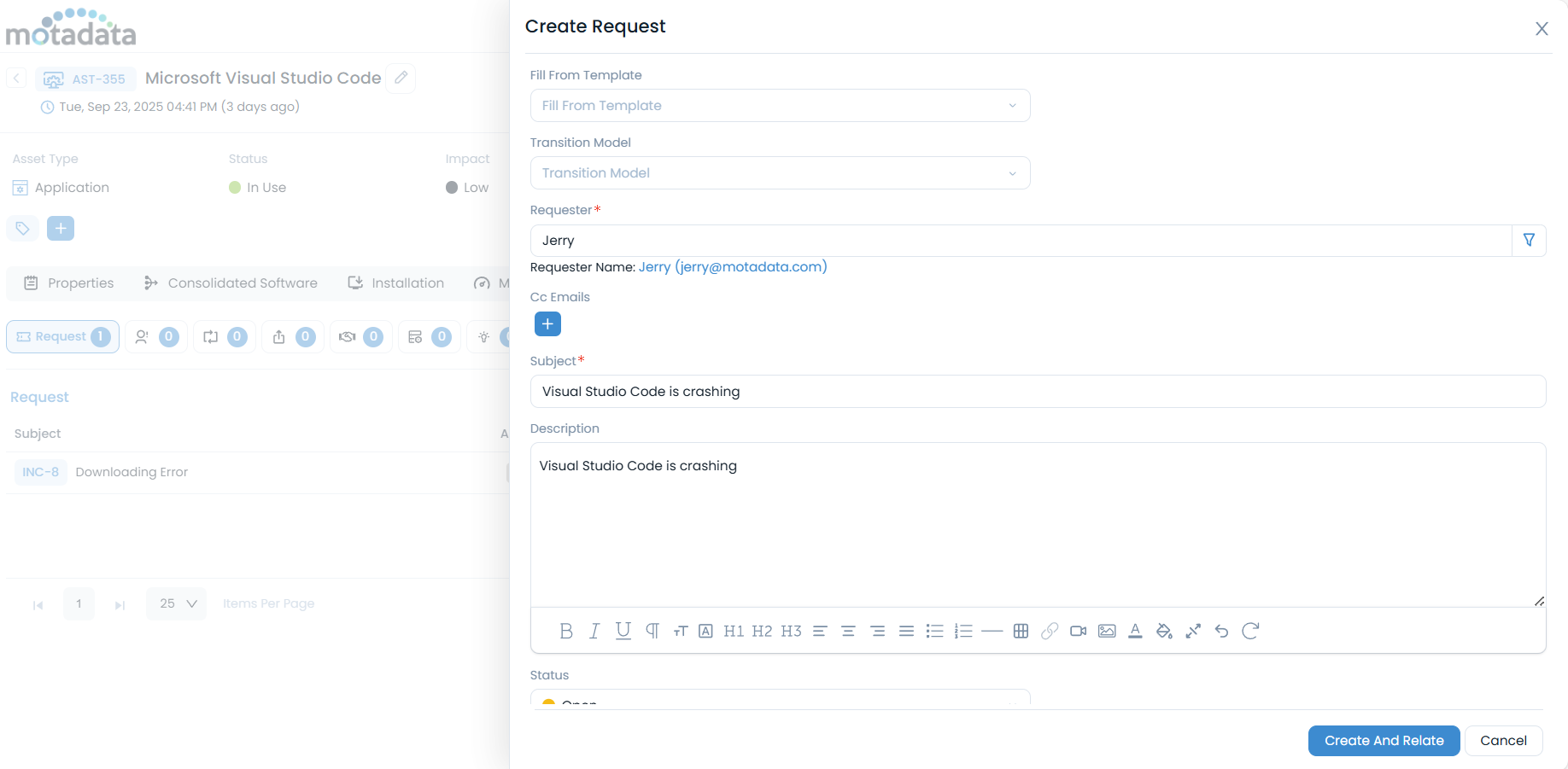 Create and Relate Ticket