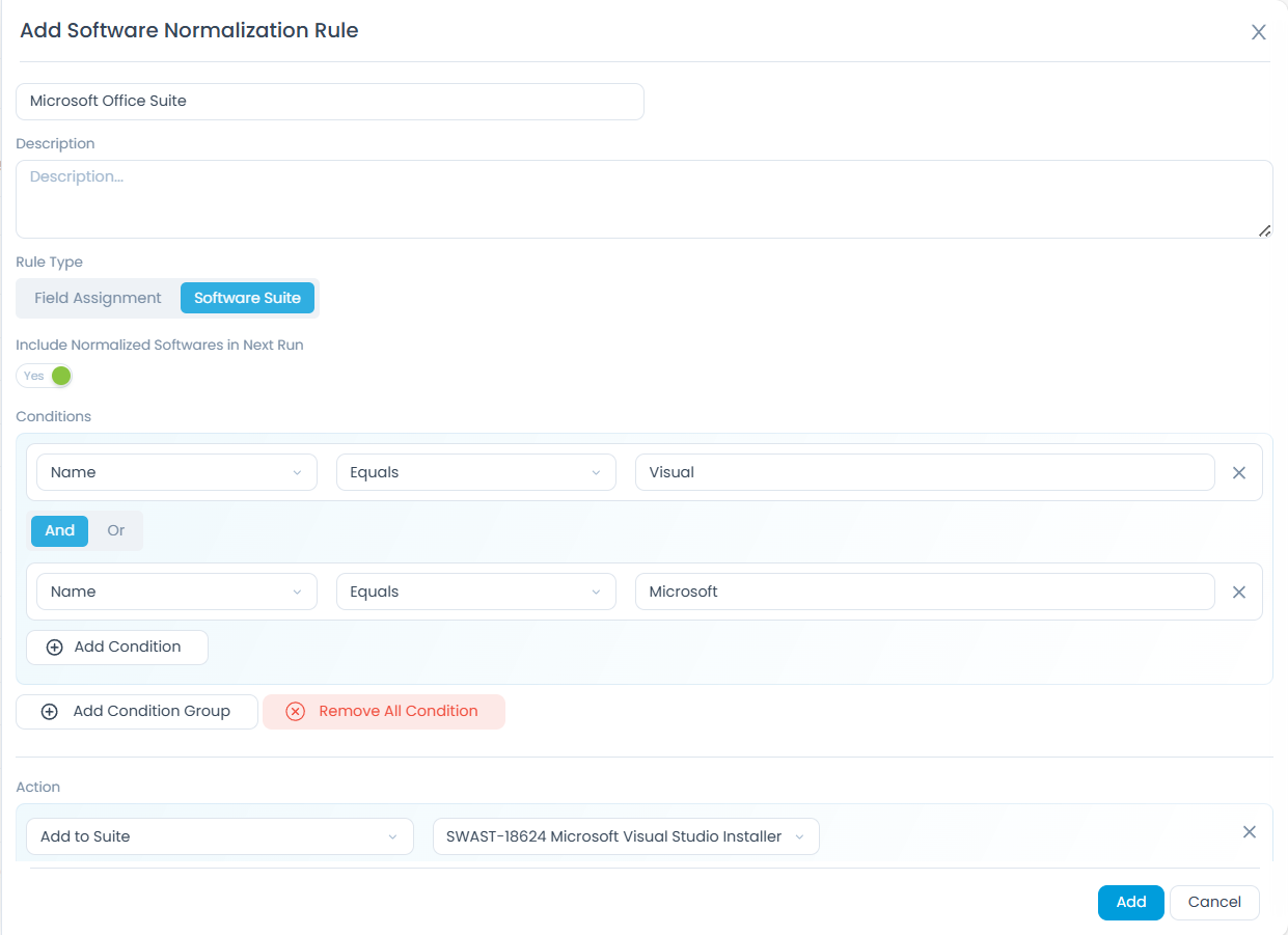 Add Software Normalization Rules