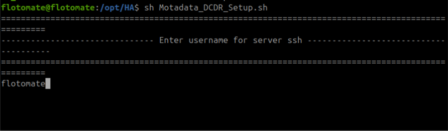 Terminal showing DC Master IP entered as the Server 1 during file sync setup on the DR machine