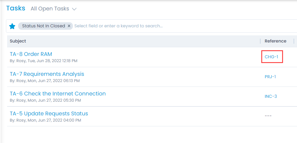 Click the Reference ID to view its Details