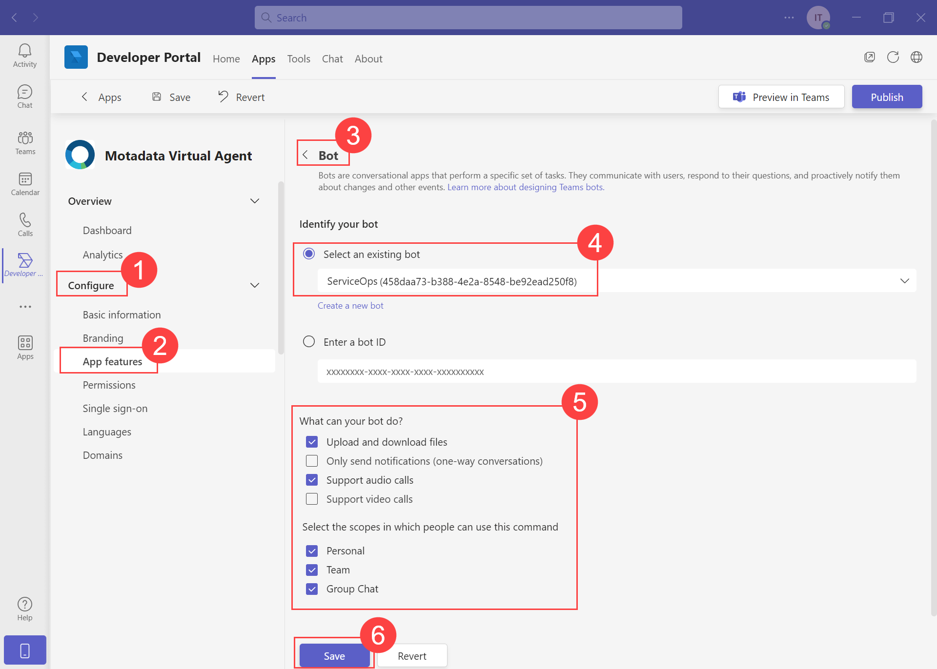 Select the Bot Scope