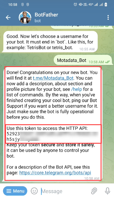 Bot Created Successfully