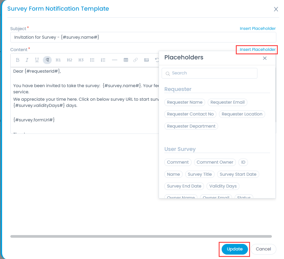 Inserting Placeholders