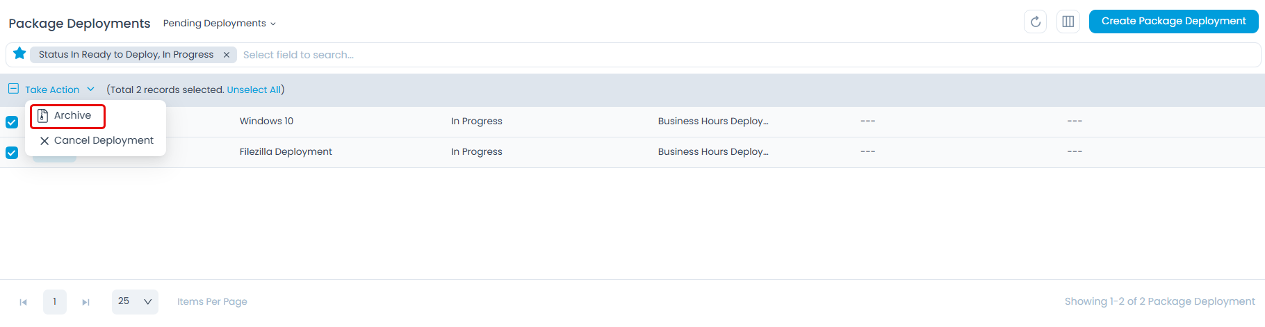 Bulk Archive from List Page