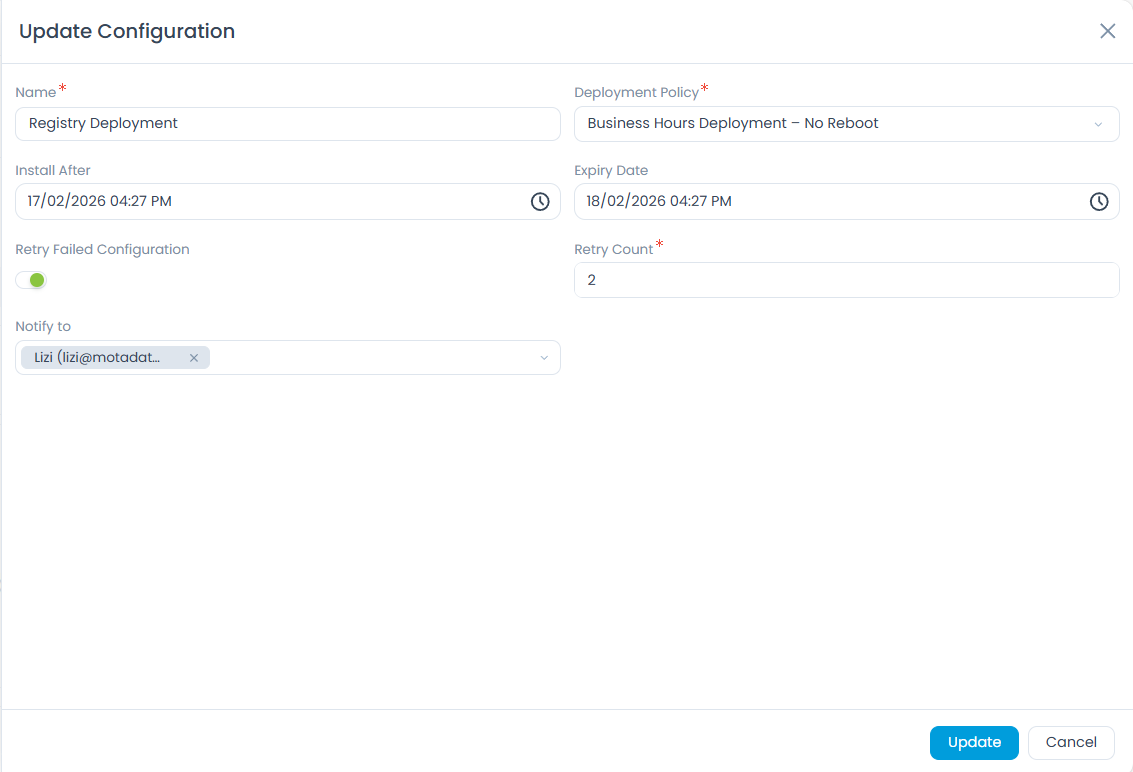 Update Configuration