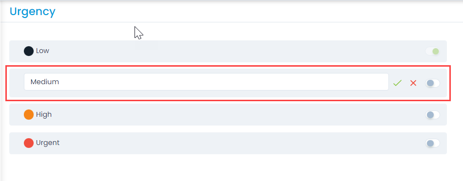 Edit Urgency Value