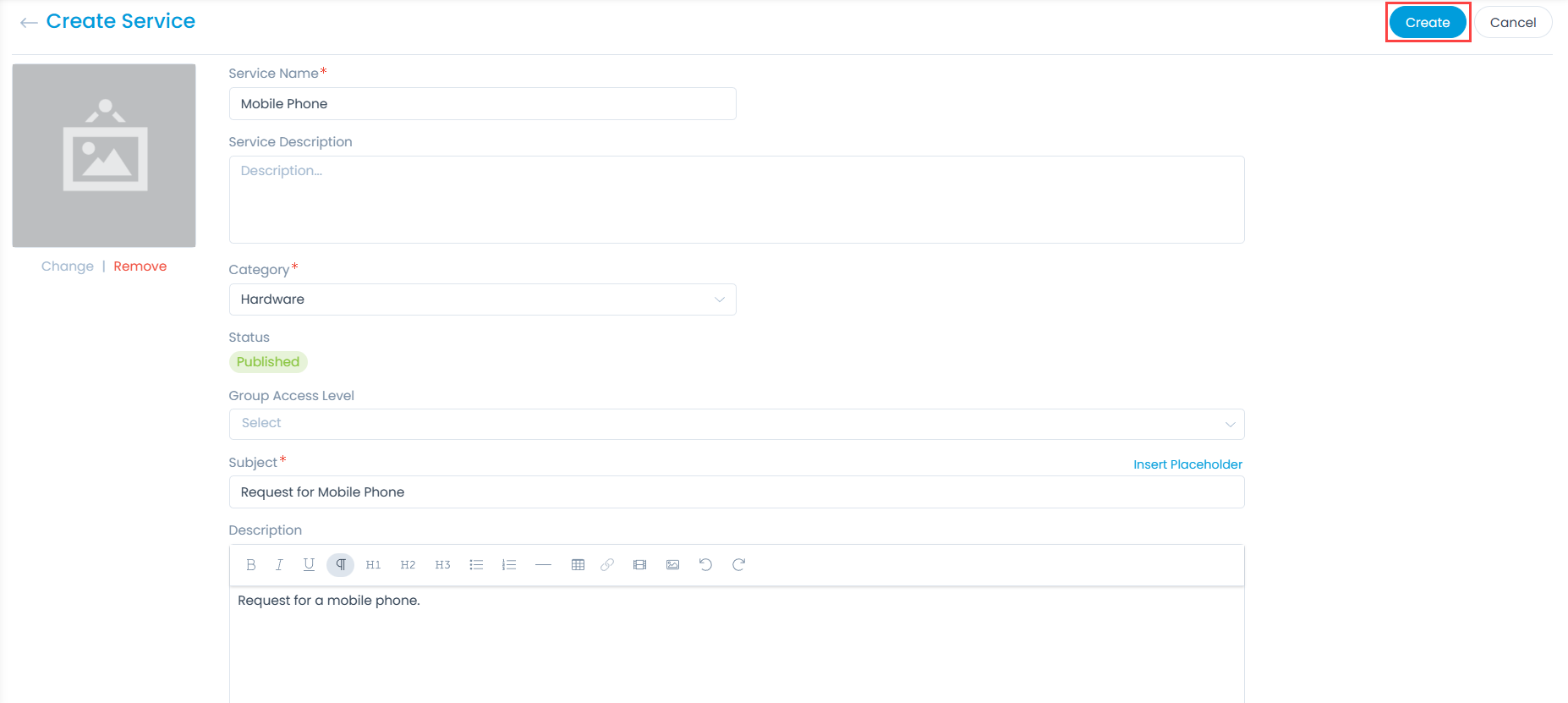Create a Service Catalog