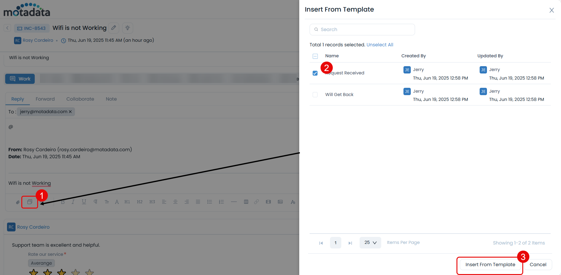 Inserting Content from Template