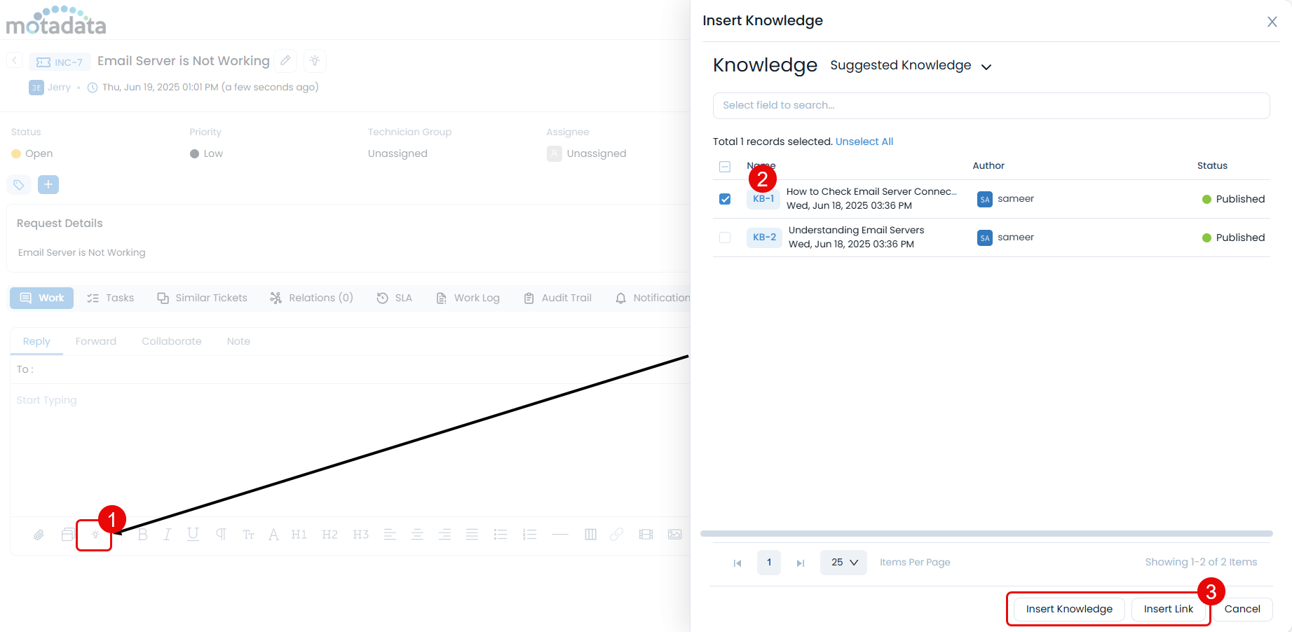 Insert Knowledge base Content or Link