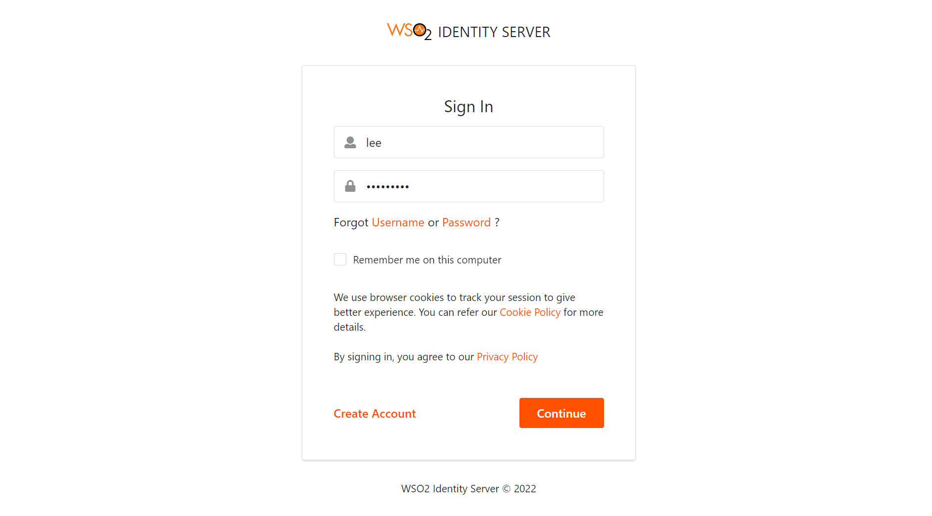 WSO2 Sign-in Page